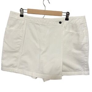 Vtg 90s Avenue Blues White Skort Denim‎ Mini Skirt Coastal Euro Summer Plus